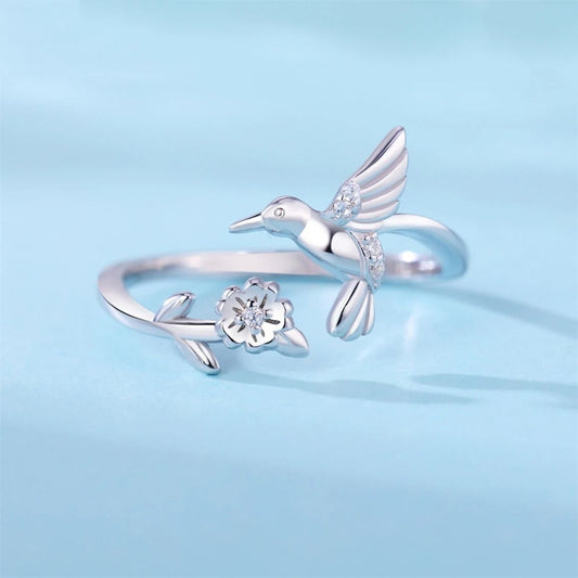 Anillo Flor colibrí