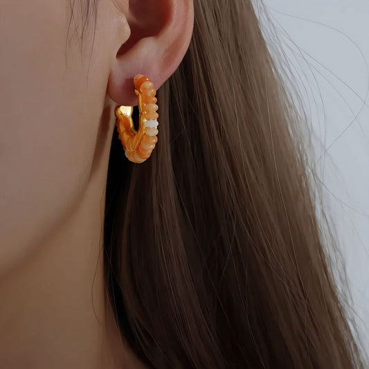 Argollas piedras naranja