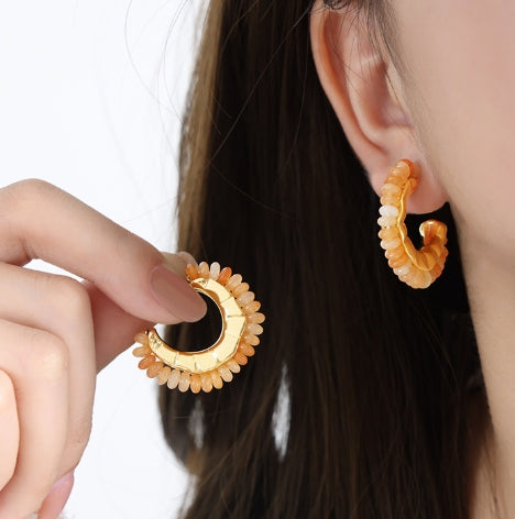 Argollas piedras naranja