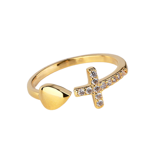 Anillo cruz corazón