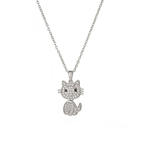 Collar Gato plateado