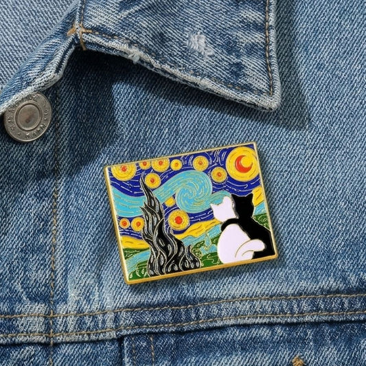 Pin Gatos-La noche estrellada Van Gogh