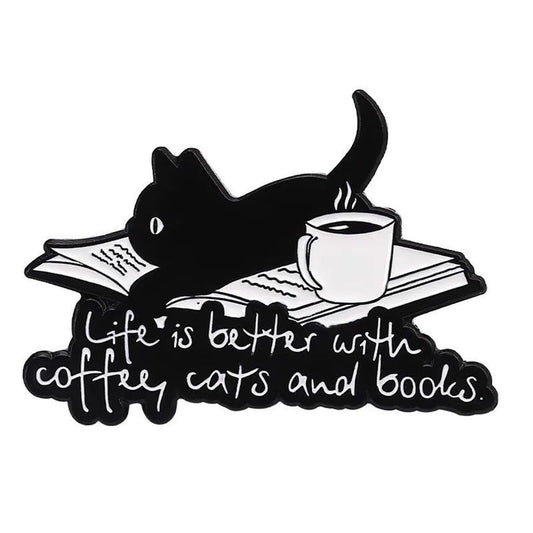 Pin Life is better with coffee, cats and books