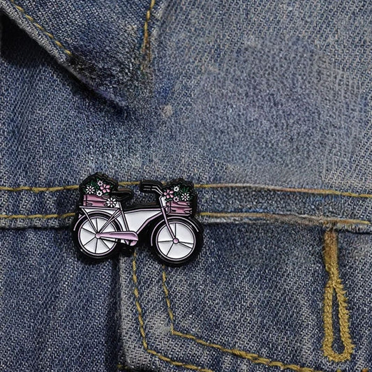 Pin bici con flores
