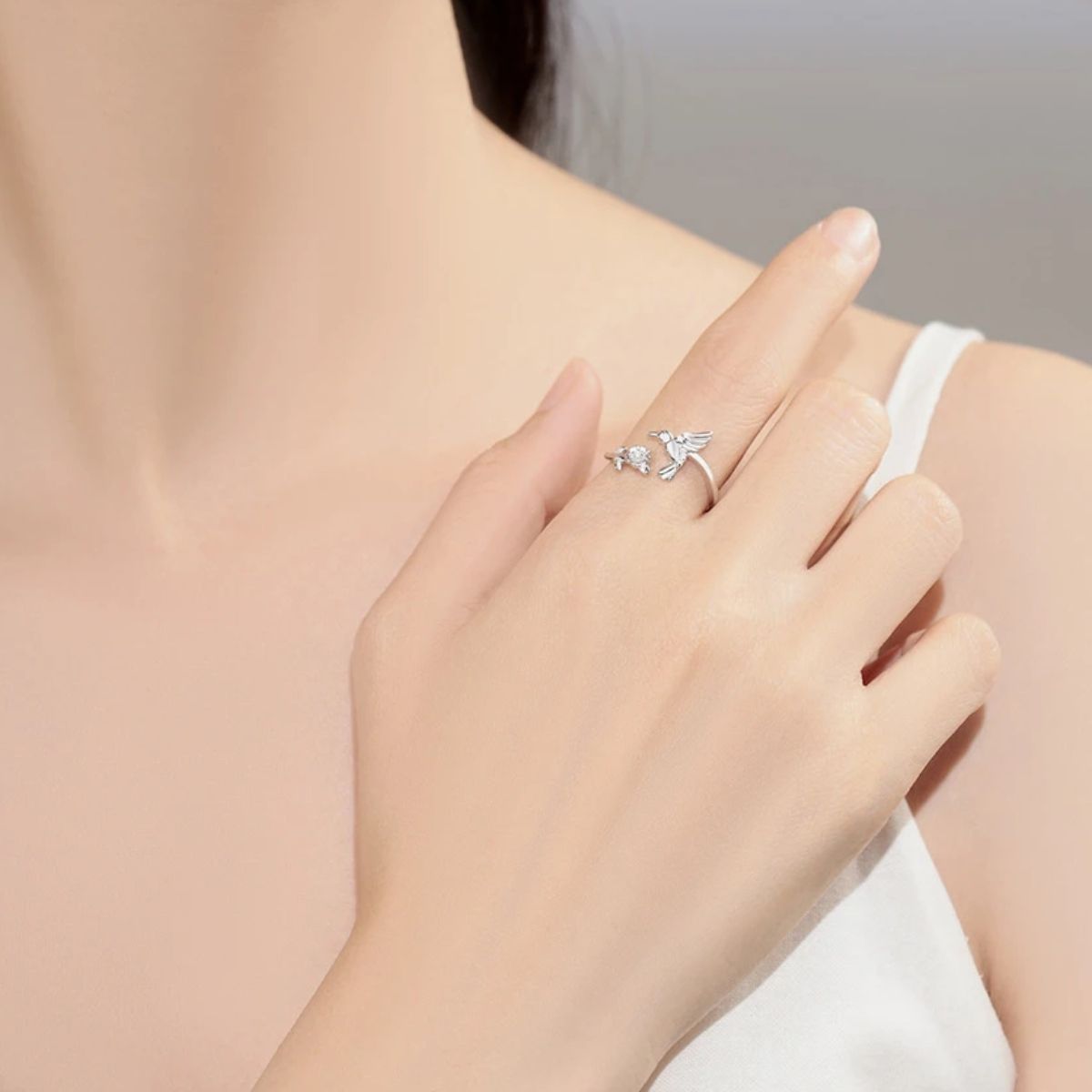 Anillo Flor colibrí