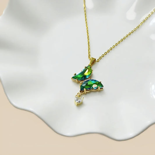 Collar Mariposa tornasol verde